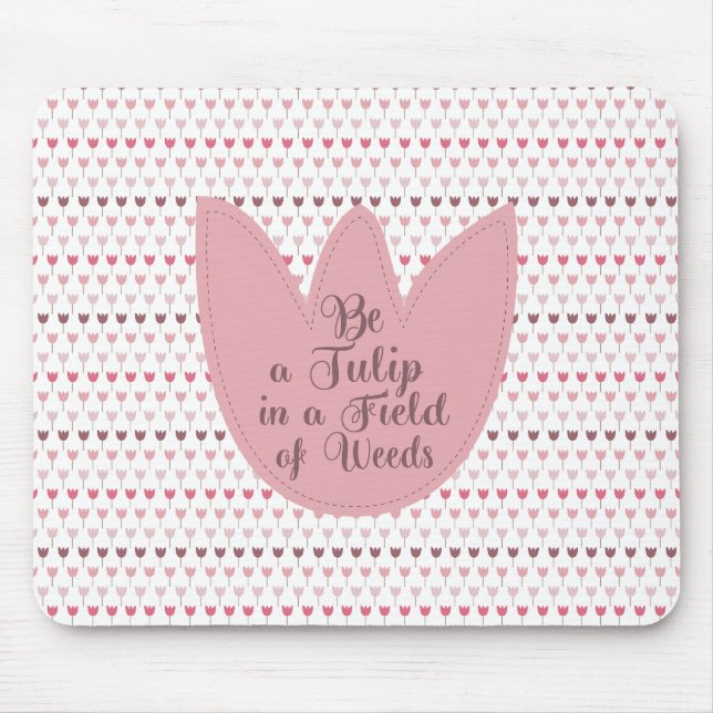Simple Pink Tulip Pattern Mouse Pad (Front)