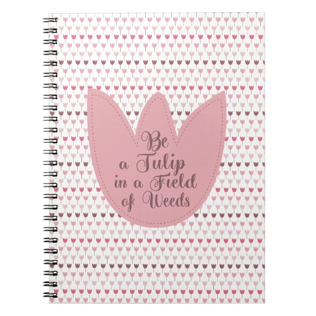Simple Pink Tulip Pattern Notebook (Front)
