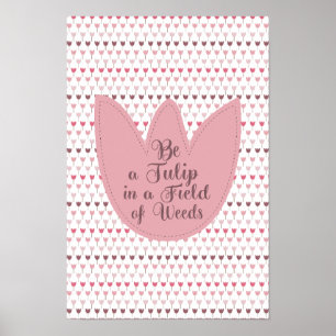 Simple Pink Tulip Pattern Poster