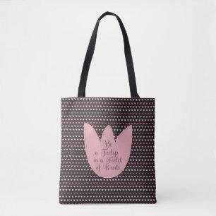 Simple Pink Tulip Pattern with dark background Tote Bag