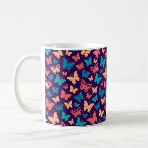 Simple Pink turguoise purple Butterfly pattern Coffee Mug