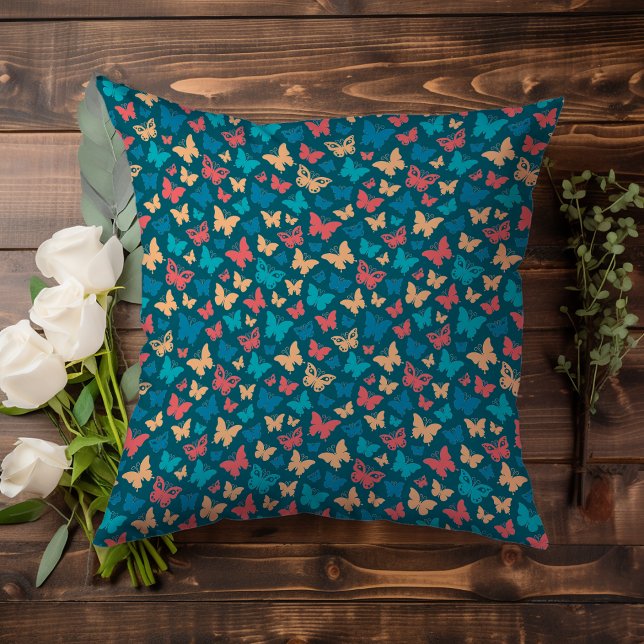 Simple Pink turguoise teal Butterfly pattern Cushion (Creator Uploaded)
