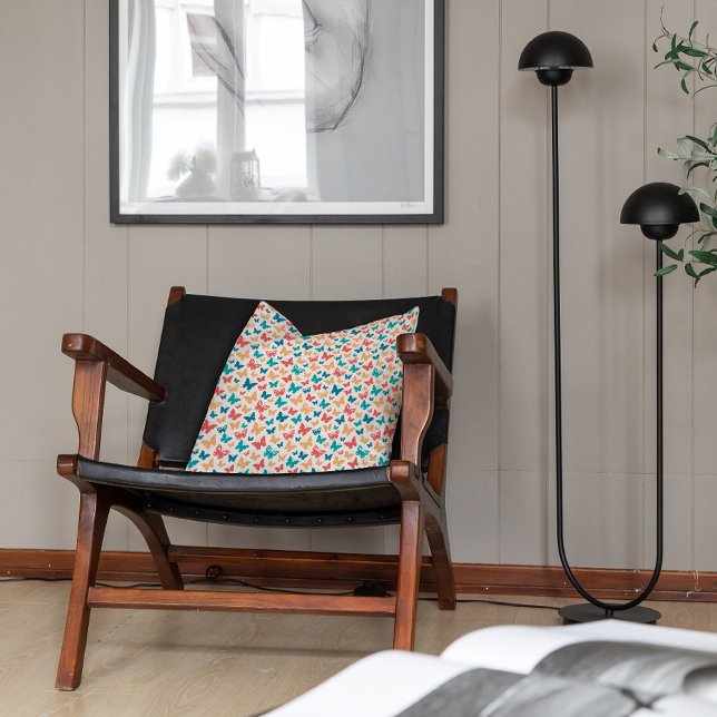 Simple Pink turguoise white Butterfly pattern Cushion (Creator Uploaded)