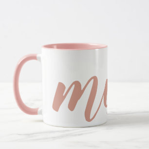 Simple Pink Typography Mom Two-tone Mug