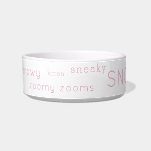 Simple Pink Typography Personalized Pet Nicknames Bowl