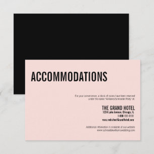 Simple Pink Typography Wedding Accommodations Enclosure Card