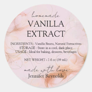 Simple Pink Vanilla Extract and Instructions Classic Round Sticker