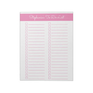 Simple Pink Vertical 8.5x11 Two Column Checklist Notepad