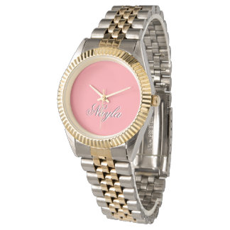 Simple pink watch with first name to personalize