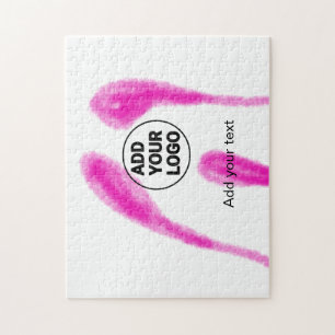 Simple pink watercolor abstract add your logo text jigsaw puzzle