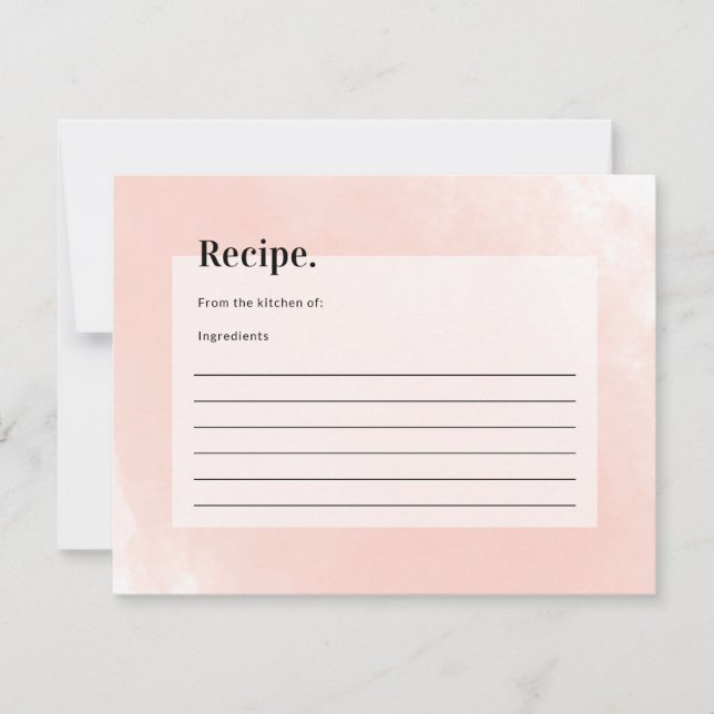 Simple Pink Watercolor Bridal Shower Recipe (Front)