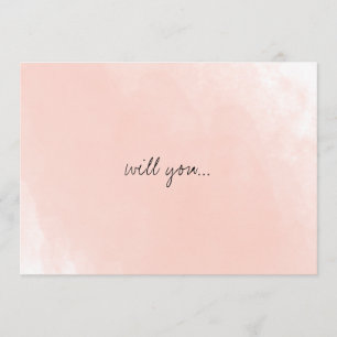 Simple Pink Watercolor Will You Be My Bridesmaid Invitation