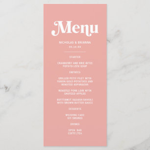 Simple Pink Wedding Menu