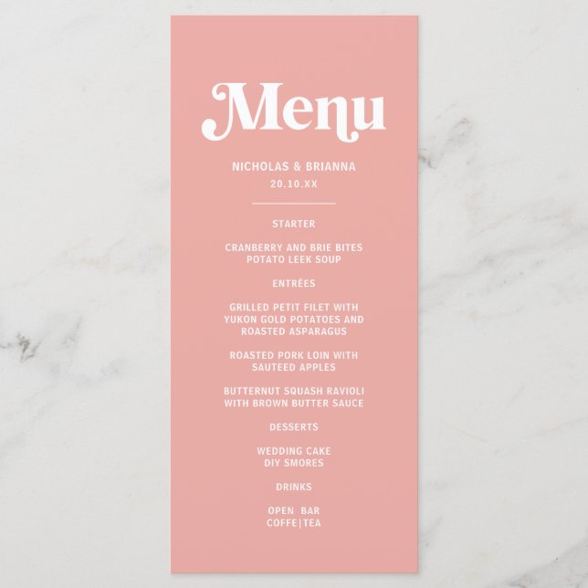 Simple Pink Wedding Menu (Front)