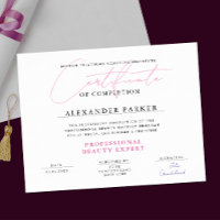 Simple Pink White Professional Beauty Certificate