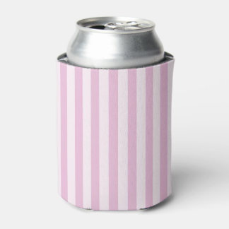 Simple Pink White Striped Vertical Lines Fun GirlY Can Cooler