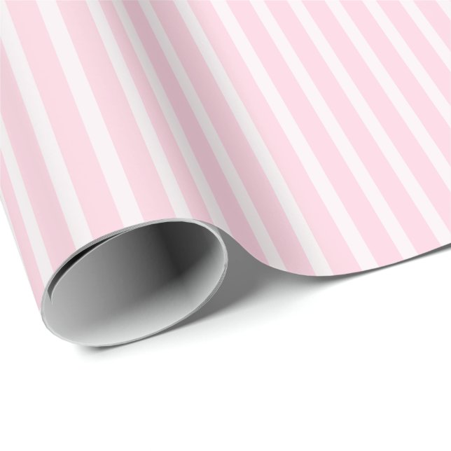 Simple Pink White Stripes Christmas Wrapping Paper (Roll Corner)