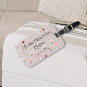 Simple Pink Wildflowers "Honeymoon Time" Luggage Tag