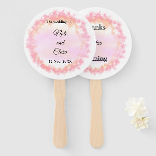 Simple pink yellow glitter sparkle modern wedding hand fan