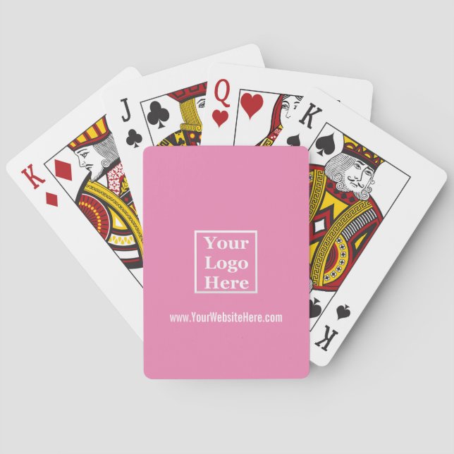 Simple Pink Your Logo Here and Text Template Playing Cards (Back)