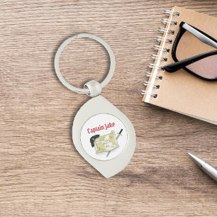 Simple Pirate Captain Personalised  Key Ring