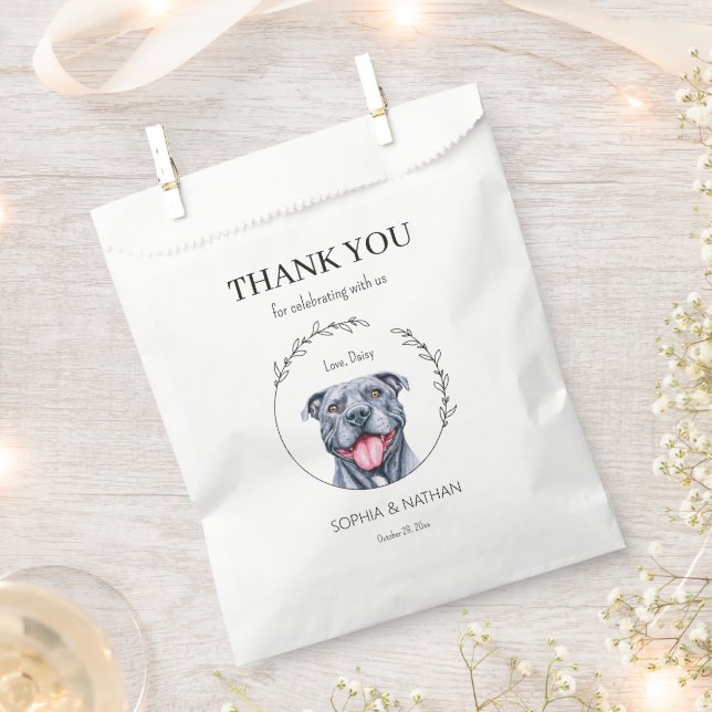 Simple Pit Bull Wedding Thank You Favour Bag (Clipped)