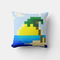 Simple pixel sunrise at sea with mini island