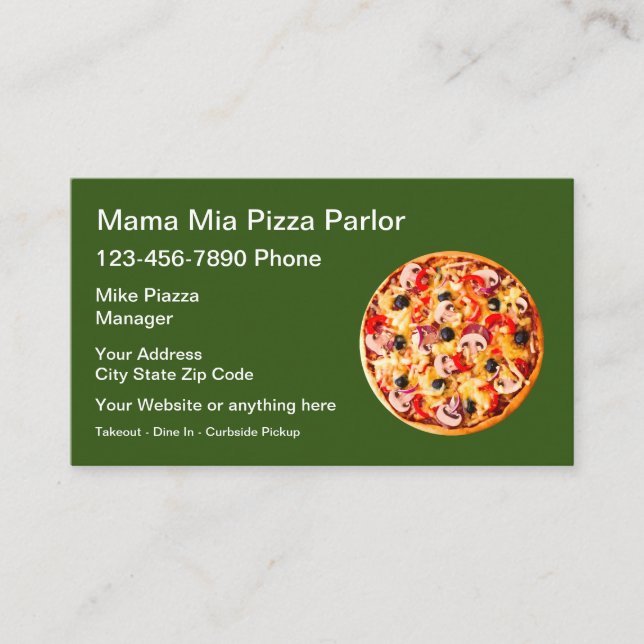 Simple Pizza Shop Italian Restaurant Business Card (Front)