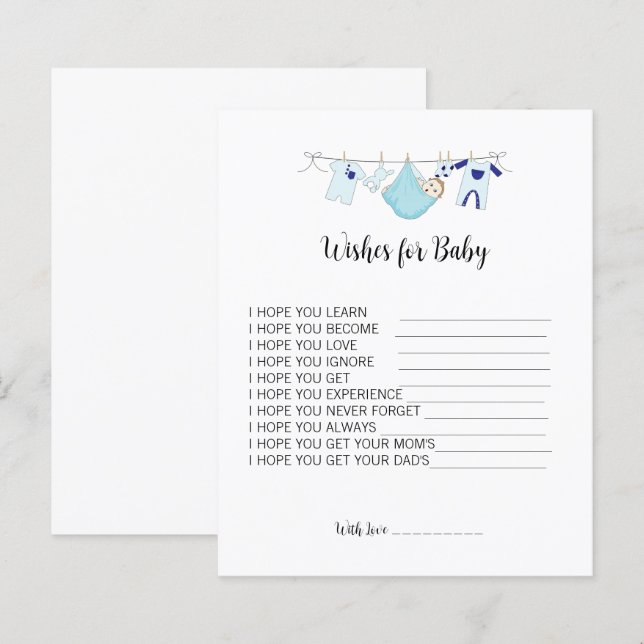 Simple Plain Baby Shower Wishes For Baby Advice  (Front/Back)