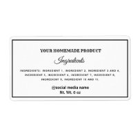 Simple plain black and white ingredients label