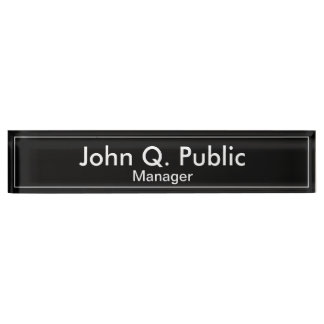 Simple Plain Black Desk Nameplate