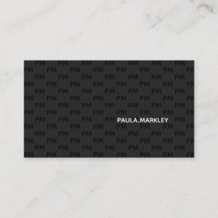 Simple Plain Black Grey Modern Monogram Pattern Business Card
