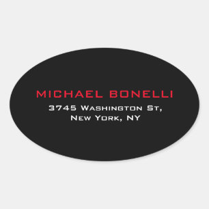 Simple Plain Black Red Elegant Modern Label