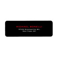Simple Plain Black Red Elegant Modern Label
