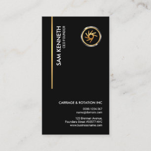 Simple Plain Black Vertical Gold Line Founder CEO Business Card