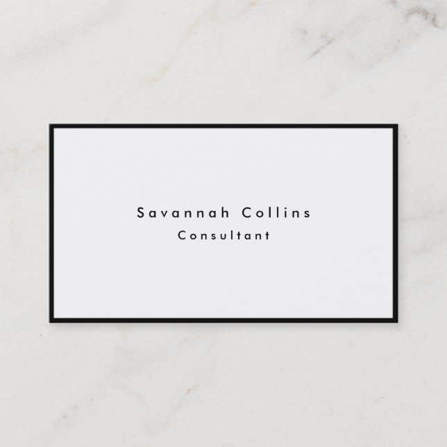 Simple Plain Black White Border Minimalist Modern Business Card (Front)