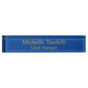 Simple Plain Blue Gold Colour Minimalist Nameplate