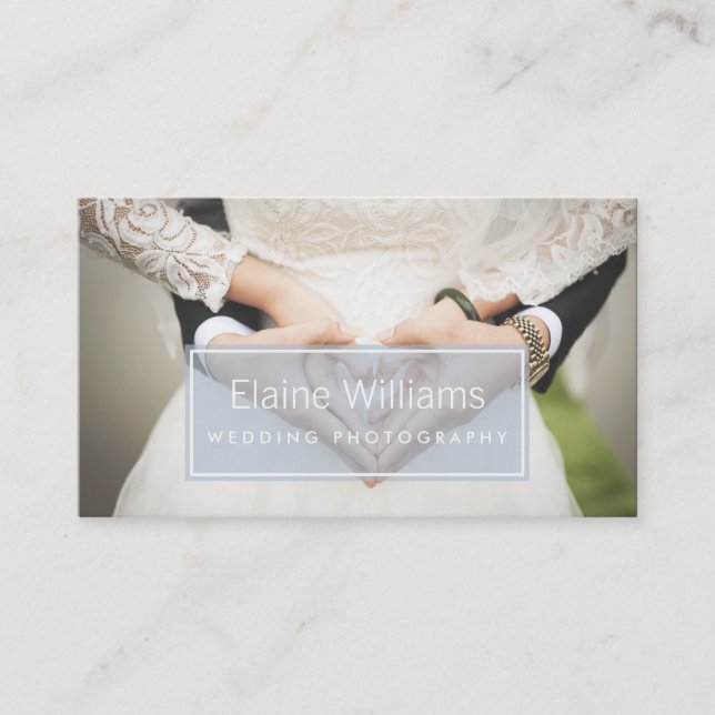 simple plain blue modern photography Business Card (Front)