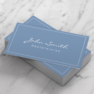 Simple Plain Blue Obstetrician Business Card