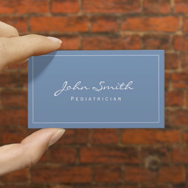 Simple Plain Blue Paediatrician Business Card (Creator Uploaded)