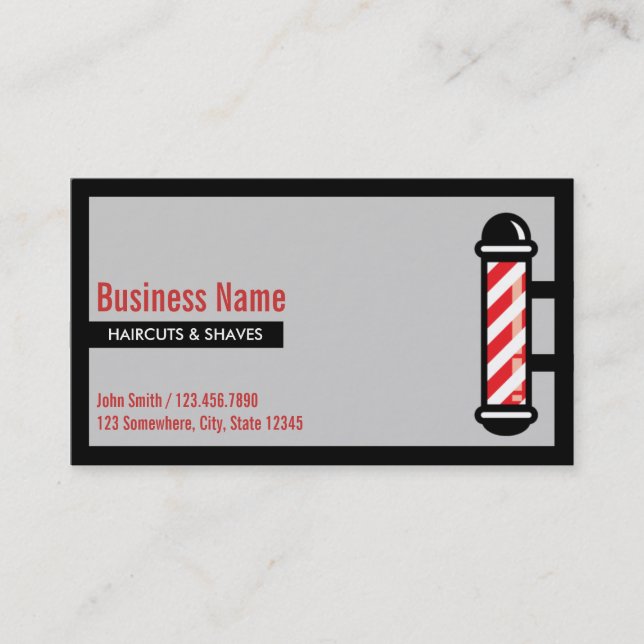 Simple Plain Bold Border Barber Business Cards (Front)