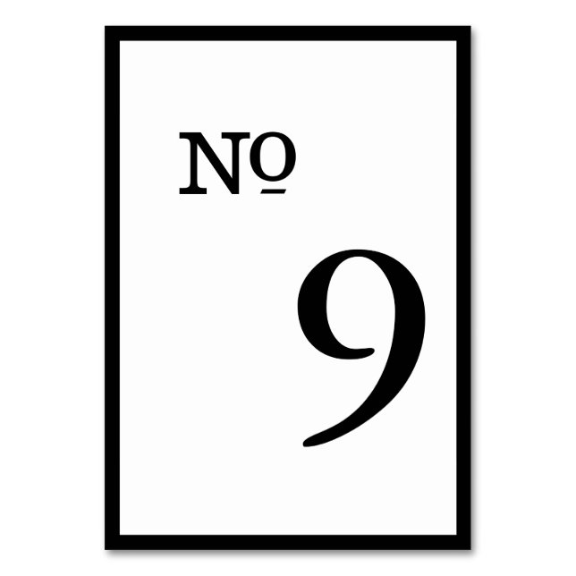 Simple Plain Border Wedding Table Numbers (Front)