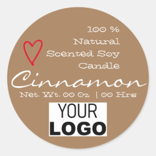 Simple Plain Brown Minimalist Heart Logo Labels