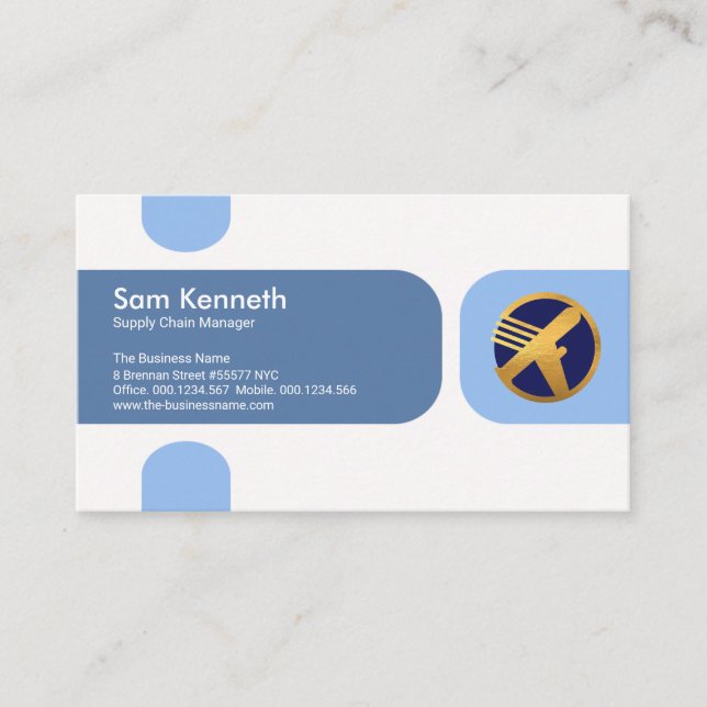 Simple Plain Creative Blue Tabs Business Card (Front)