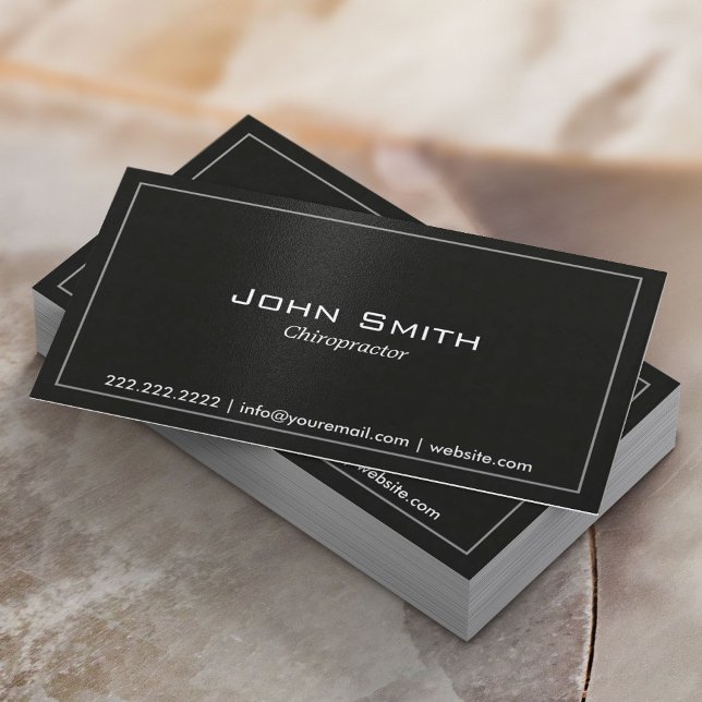 Simple Plain Dark Chiropractor Business Card (Creator Uploaded)