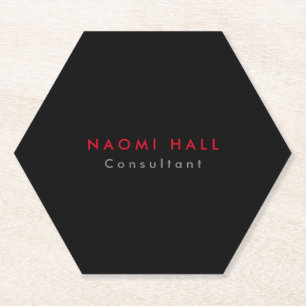 Simple Plain Elegant Black Red Minimalist Paper Coaster