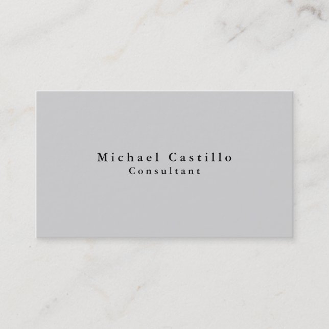 Simple Plain Elegant Grey Modern Business Card (Front)