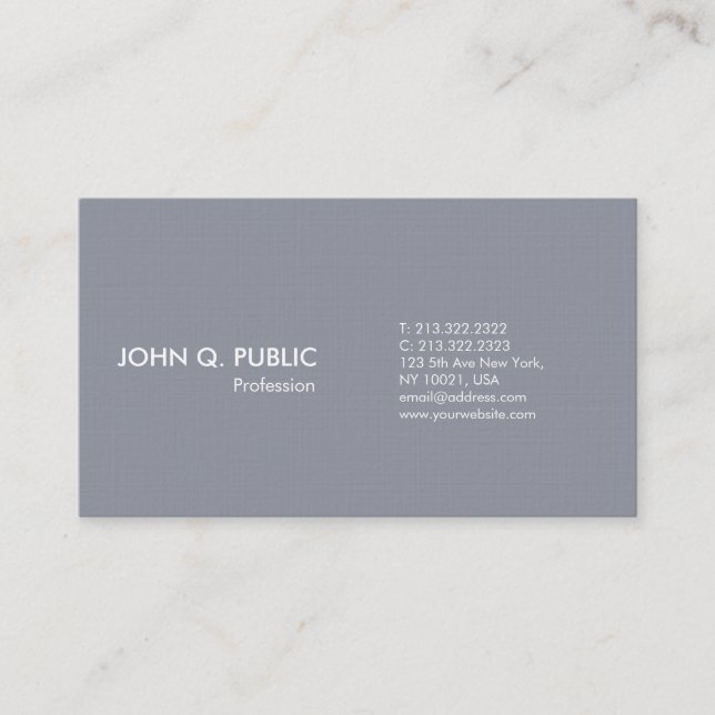 Simple Plain Elegant Grey Modern Professional Business Card (Front)