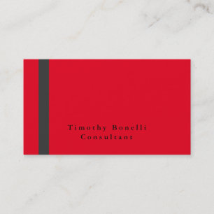 Simple Plain Elegant Grey Red Professional Modern Business Card