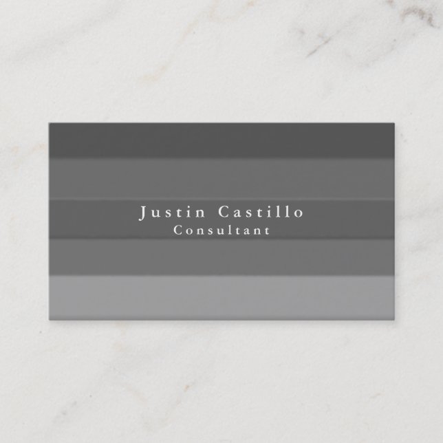 Simple Plain Elegant Grey Striped Modern Business Card (Front)